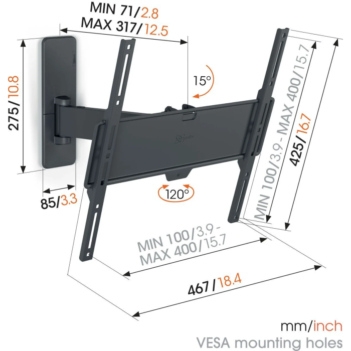 Vogels (Tvm 1425) Soporte Tv Giratorio 32 A 65" Hasta 125 Kilos 2 Vogels (Tvm 1425) Soporte Tv Giratorio 32 A 65" Hasta 125 Kilos 2