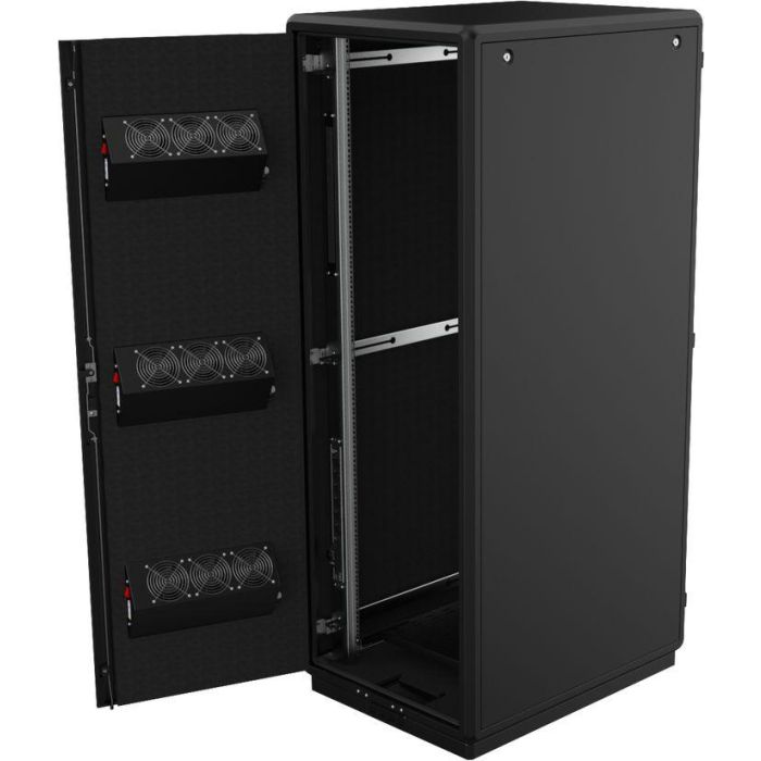 Lanview Logon RDLAK36U751BL Armario Rack 19" 36U Insonorizado 750x1000mm Negro con Puerta de Cristal 8mm, 9 Ventiladores, PDU y Estante 1