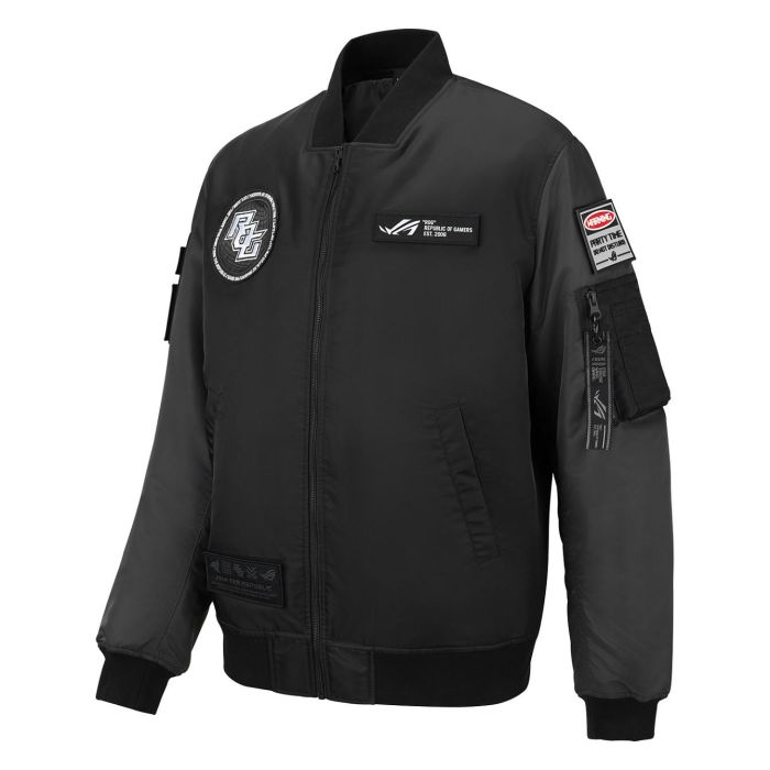 ROG CJ3001 Chaqueta Bomber para Hombre Adulto, Talla XL, Negro/Gris, Nylon con Forro