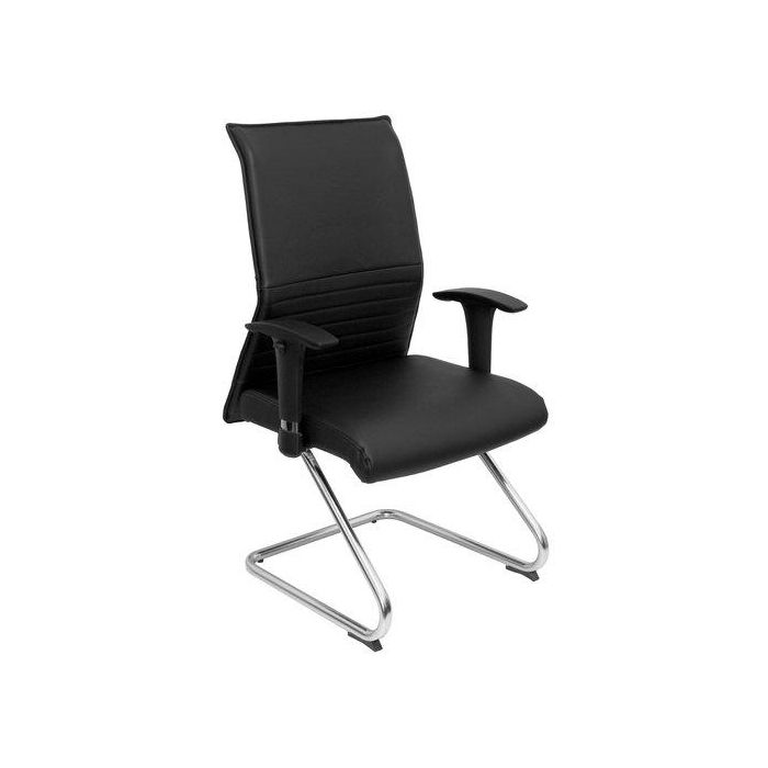 Silla Piqueras Y Crespo Albacete Confidente Estructura Patin Acabado Cromado Brazo Regulable Tapiceria Piel Negro