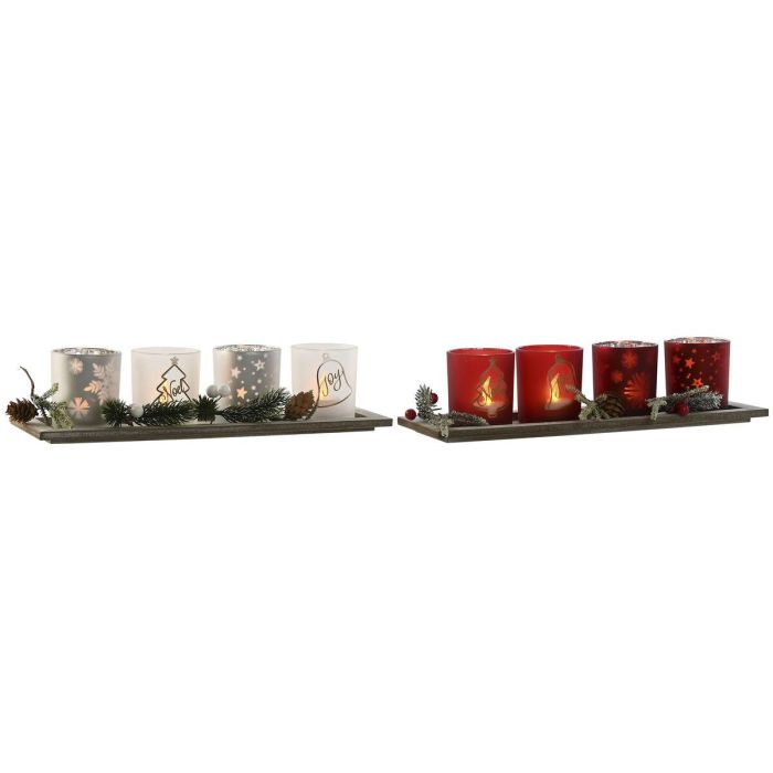 Portavela Navidad Tradicional DKD Home Decor Rojo Blanco 9 x 13.5 x 40 cm Set de 5 (2 Unidades)