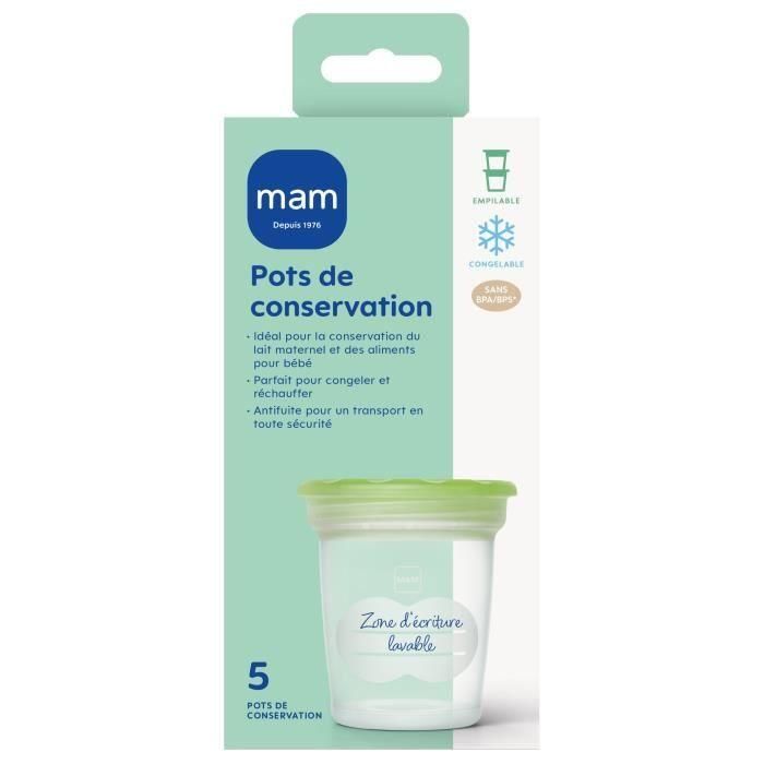 MAM Frascos de Almacenamiento 120ml Pack de 5 Transparente, Esterilizables para Leche Materna y Alimentos Bebé, Aptos Congelador 4 MAM Frascos de Almacenamiento 120ml Pack de 5 Transparente, Esterilizables para Leche Materna y Alimentos Bebé, Aptos Congelador 4
