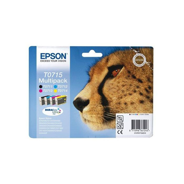 Cartucho Inkjet Epson T071540 Stylus D78/92/120 Dx4000/4050/4400/4450/5000/5050/6000/6050/7000F/8400/9400F Multipack (T071140+240+340+440)