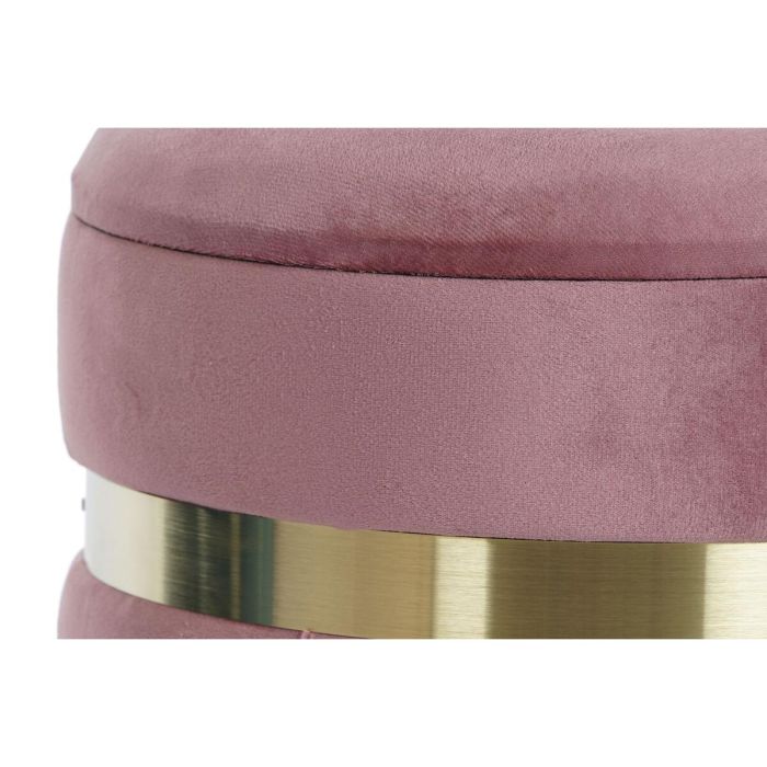 DKD Home Decor Set de 2 Reposapiés Verde Rosa Oscuro 36x36x44 cm Poliester MDF 3