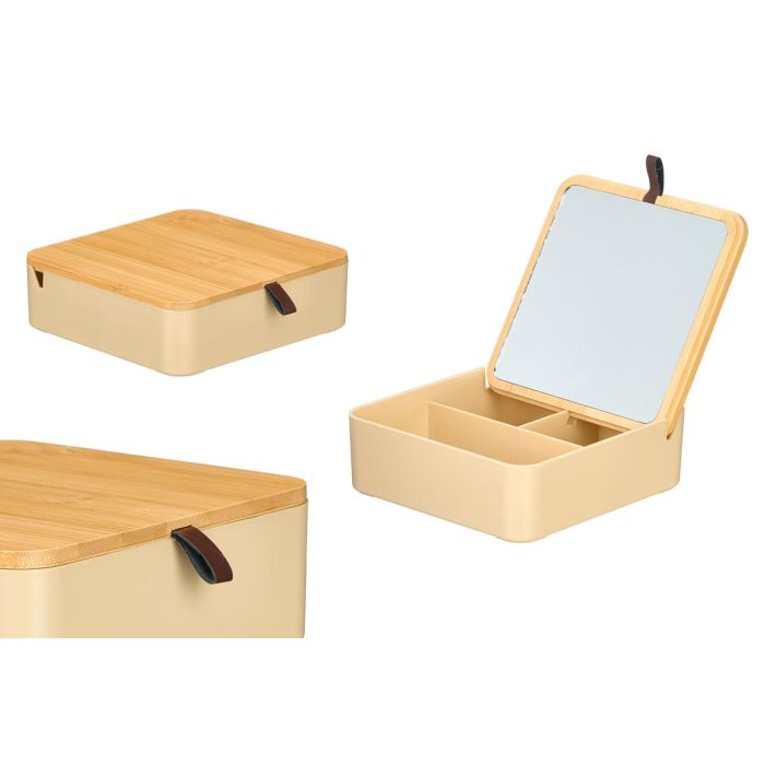 Organizador Plastico Espejo Bambu Beige Berilo 14x5x14cm (Set de 12) 0 Organizador Plastico Espejo Bambu Beige Berilo 14x5x14cm (Set de 12) 0