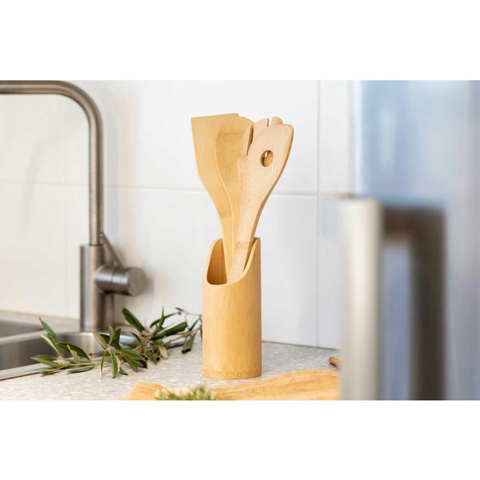 Soporte para 5 utensilios de bambú Kinvara 8x32x8 cm (12 Unidades) 4 Soporte para 5 utensilios de bambú Kinvara 8x32x8 cm (12 Unidades) 4
