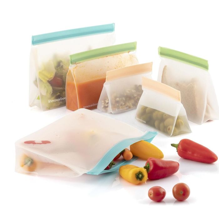 Set de Bolsas Reutilizables Herméticas Zags InnovaGoods 6 Unidades 4 Set de Bolsas Reutilizables Herméticas Zags InnovaGoods 6 Unidades 4