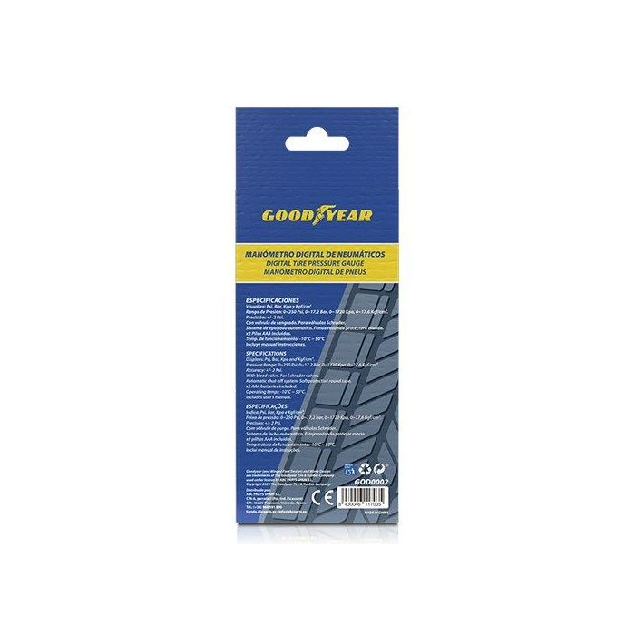 Goodyear GOD0002 Manómetro Digital para Presión de Neumáticos con Tubo, Auto ON/OFF y 4 Unidades (PSI, BAR, KPA, KGF/CM2), Precisión +/-1 PSI 2 Goodyear GOD0002 Manómetro Digital para Presión de Neumáticos con Tubo, Auto ON/OFF y 4 Unidades (PSI, BAR, KPA, KGF/CM2), Precisión +/-1 PSI 2