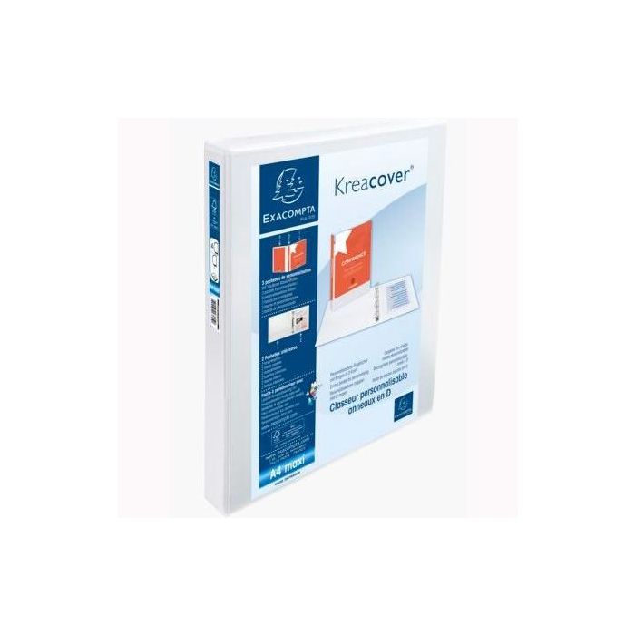 Exacompta Carpeta 4 Anillas Mixtas 30 mm Kreacover Forrada Pp A4+ Personalizable 3 Bolsos Exteriores Blanco Exacompta Carpeta 4 Anillas Mixtas 30 mm Kreacover Forrada Pp A4+ Personalizable 3 Bolsos Exteriores Blanco