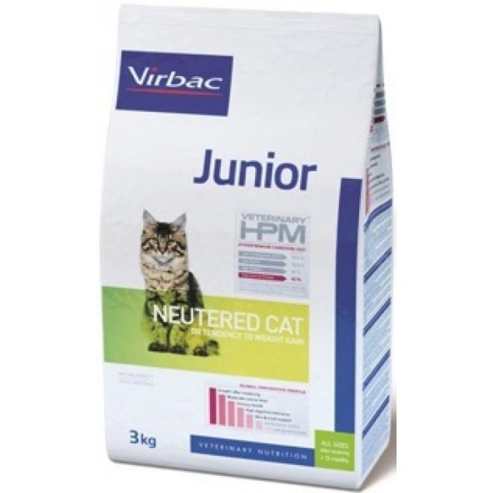 Virbac Veterinary Junior Neutered Cat - Dieta completa para gatos jóvenes esterilizados, 3 kg