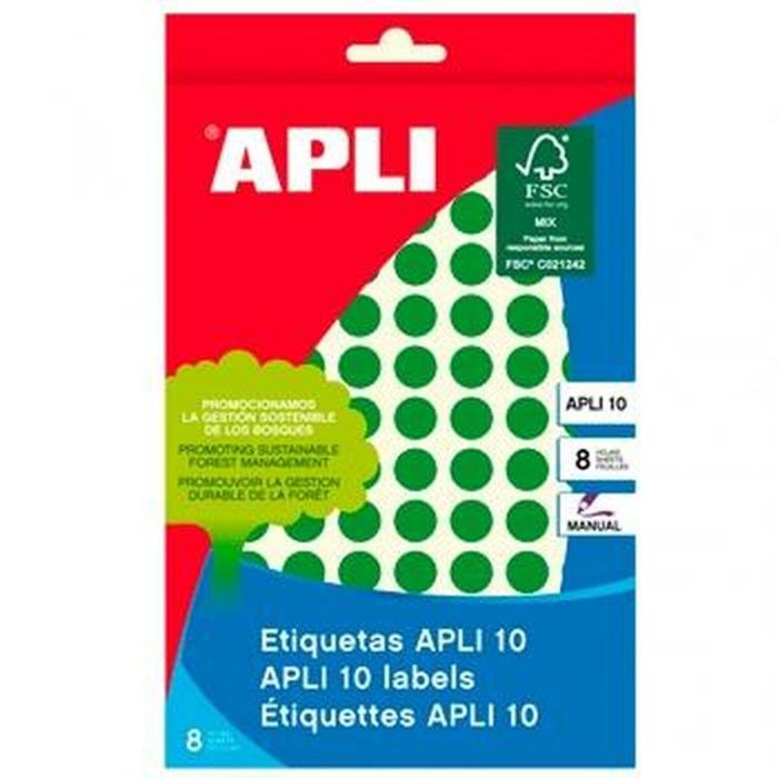 Etiquetas adhesivas Apli Verde Círculo Redondo 8 Hojas (10 Unidades) 1 Etiquetas adhesivas Apli Verde Círculo Redondo 8 Hojas (10 Unidades) 1