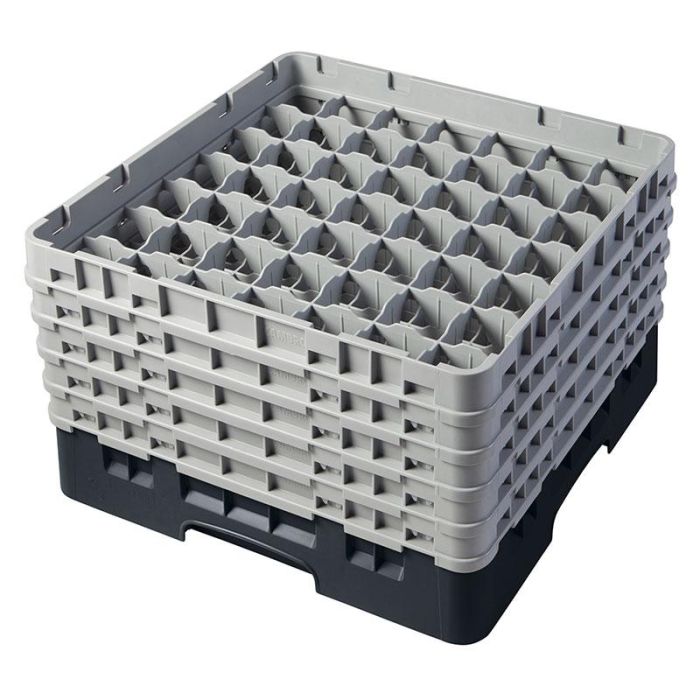 CAMBRO - 49S958-110 - Cesta de lavado 49 comp. 5 alturas - 6 cm Ø máx. - alt. máx. 25,8 cm - 50 x 50 x 30,8 cm - Negro