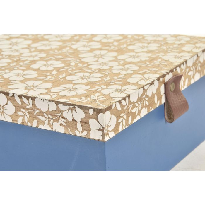 DKD Home Decor Caja Multiusos para Almacenamiento Decorativo Shabby de MDF Azul Blanco 21x21x9 cm, Set de 2 Unidades, Colección Indigo 1
