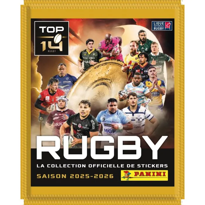 Panini Caja Rugby Top 14 2025/2026, 50 sobres con 250 pegatinas, Ref. PAN8051708027549 Panini Caja Rugby Top 14 2025/2026, 50 sobres con 250 pegatinas, Ref. PAN8051708027549