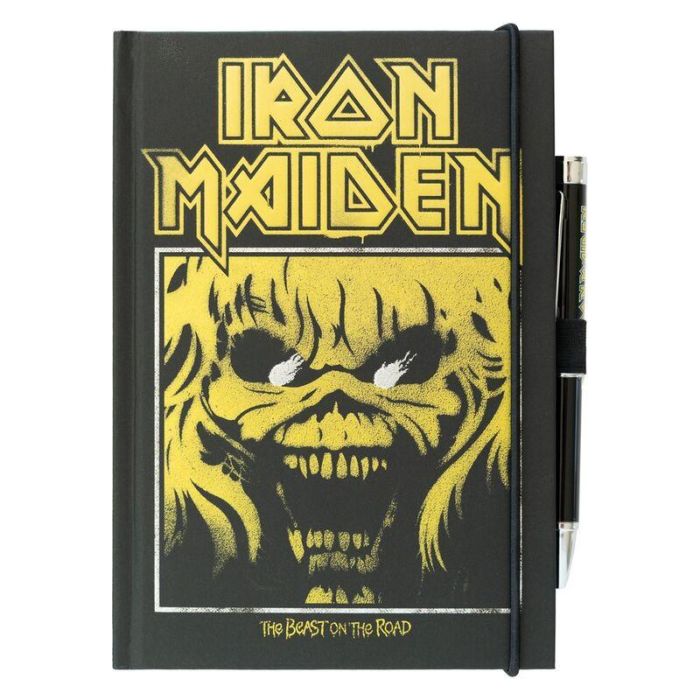 ERIK Cuaderno A5 Premium con Bolígrafo Proyector Iron Maiden The Beast on the Road, 96 Hojas Tapa Dura