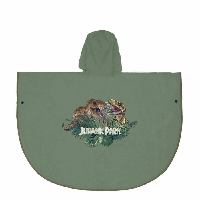 Poncho Impermeable con Capucha Jurassic Park Verde 1 Poncho Impermeable con Capucha Jurassic Park Verde 1
