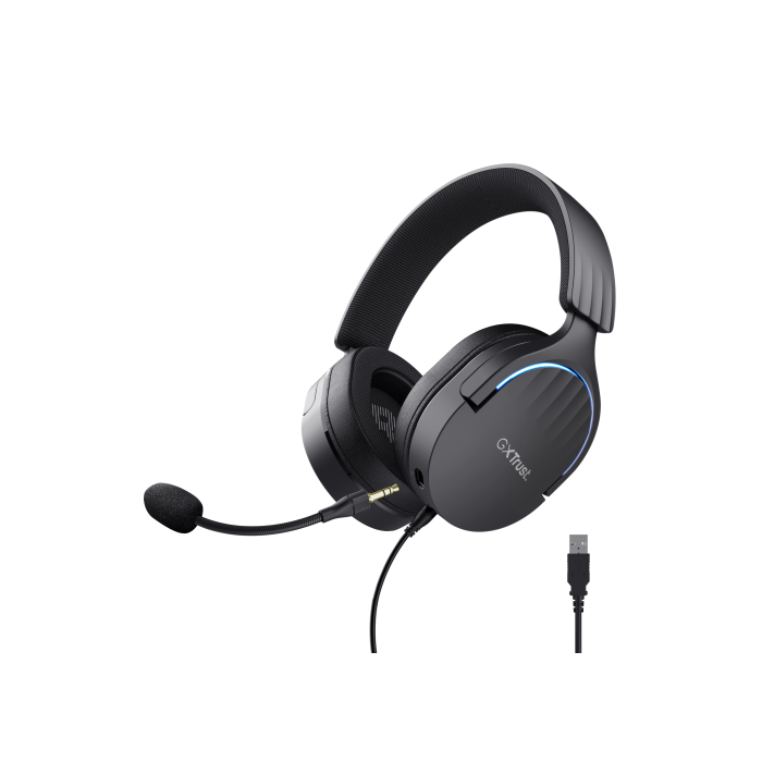 Trust Gaming GXT 490 Fayzo Auriculares Gaming USB 7.1 Envolvente, Micrófono Cancelación Ruido, RGB, Compatibles PC PS4 PS5 - Negros
