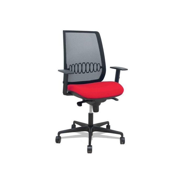Silla Piqueras Y Crespo Alares Brazos Regulables Ergonomica Mecanismo Sincro Respaldo Malla Negra Asiento Tapizado Bali Rojo