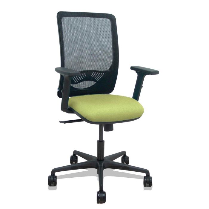 PIQUERAS Y CRESPO Silla Zulema sincro malla negra asiento bali verde oliva brazos 2D ruedas 65mm PIQUERAS Y CRESPO Silla Zulema sincro malla negra asiento bali verde oliva brazos 2D ruedas 65mm