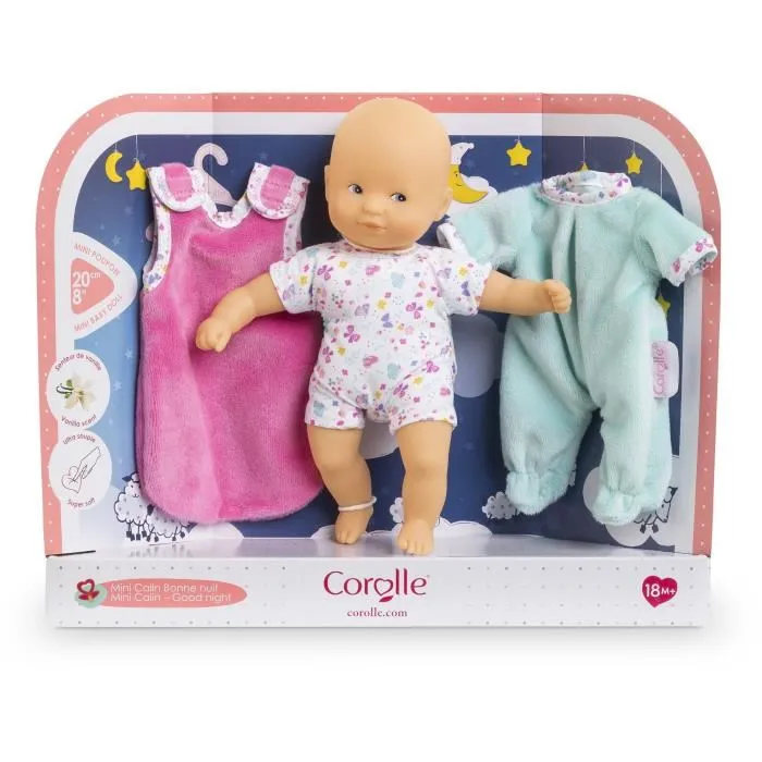 Corolle Muñeca Bebé Mini Calin Bonne Nuit Papillons - 20 cm - Pijama y Saco de Dormir - Desde 18 Meses 1