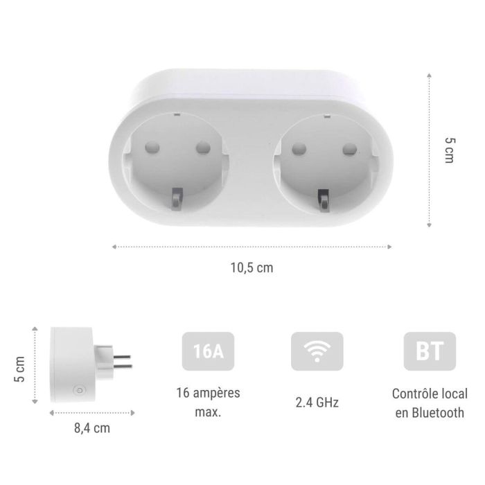 Regleta Enchufes 2 Tomas sin Interruptor Konyks Priska Duo Easy Wi-Fi 16 A 2