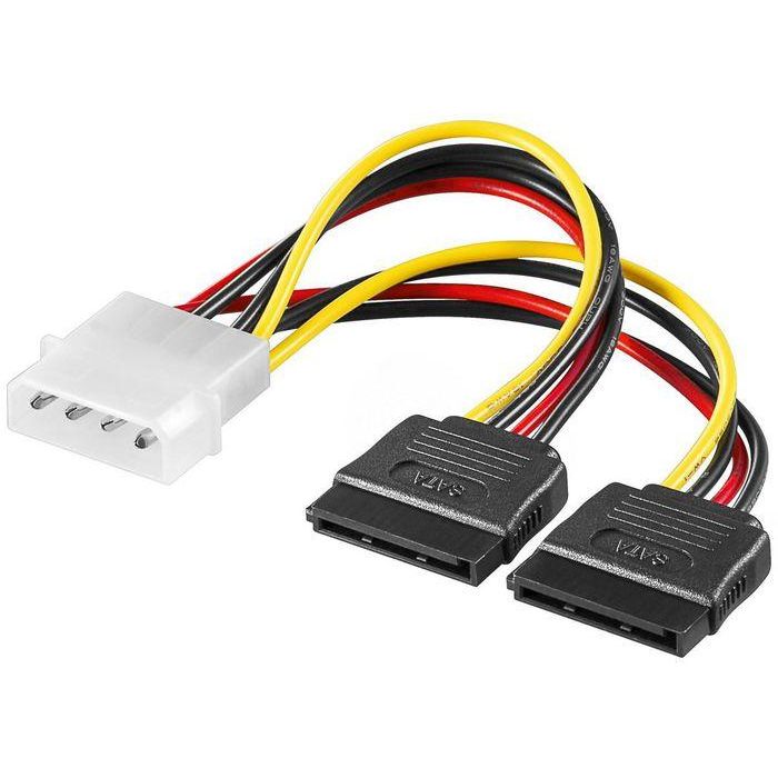 MicroConnect PI01092 Cable de alimentación interno SATA 4-pin a 2x15-pin para discos duros SSD, expansión de almacenamiento, 0.2m MicroConnect PI01092 Cable de alimentación interno SATA 4-pin a 2x15-pin para discos duros SSD, expansión de almacenamiento, 0.2m