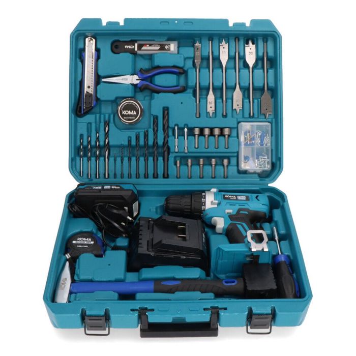 Kit maletin taladro atornillador 20 v con 70 accesorios con batería y cargador koma tools 2 Kit maletin taladro atornillador 20 v con 70 accesorios con batería y cargador koma tools 2