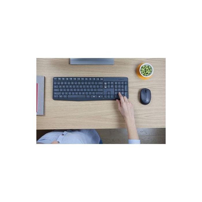 Logitech Combo Teclado/Ratón MK235 Inalámbrico QWERTY 920-007919 Distribución Español, Pilas Larga Duración, Resistente a Salpicaduras 3