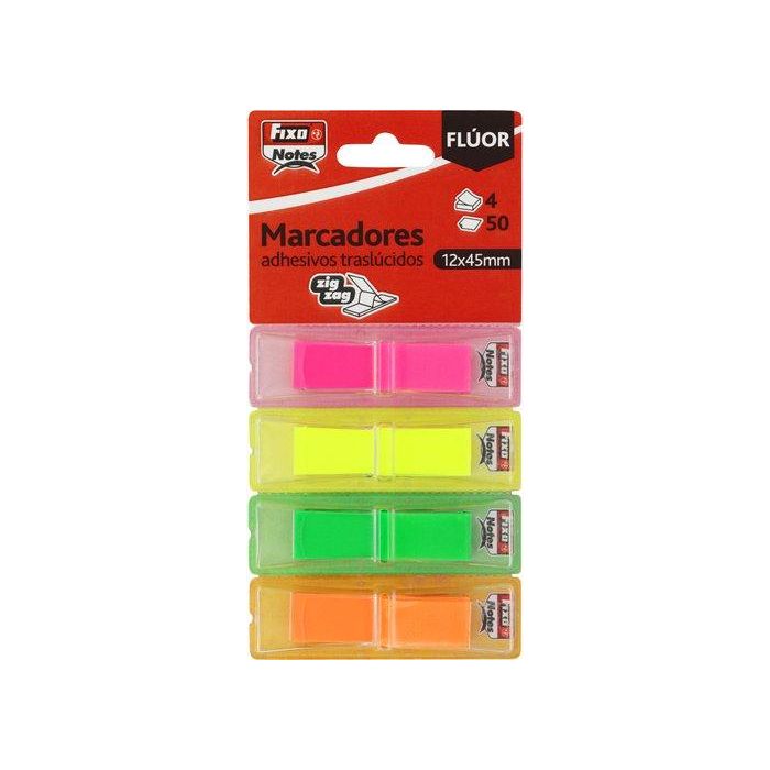 Banderitas Adhesivas Fixo Notes Popup 12X45 Colores Fluor Pack De 4 (Set de 24)