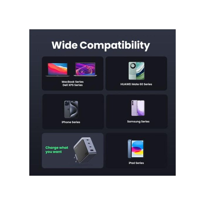 UGREEN Cargador Nexode S 100W 4 Puertos GaN Rápido Gris 35043 para Portátil, Teléfono Móvil, Tabletas UGREEN Cargador Nexode S 100W 4 Puertos GaN Rápido Gris 35043 para Portátil, Teléfono Móvil, Tabletas