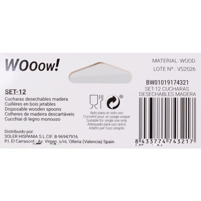 Wooow Set 12 Cucharas Desechables de Madera 16 cm para Fiestas y Eventos Biodegradables (36 Unidades) 7