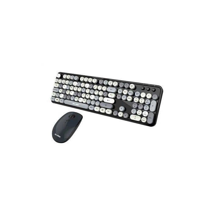 Elbe PTR-105 Pack Teclado y Ratón Inalámbricos Vintage Tono Gris con Teclado Numérico y Ratón Óptico 4D 1 Elbe PTR-105 Pack Teclado y Ratón Inalámbricos Vintage Tono Gris con Teclado Numérico y Ratón Óptico 4D 1