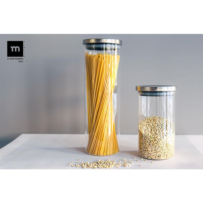 La Mediterranea Tarro Borosilicato Acero Inoxidable 1650 ml 10.8x10.8x26 cm 6