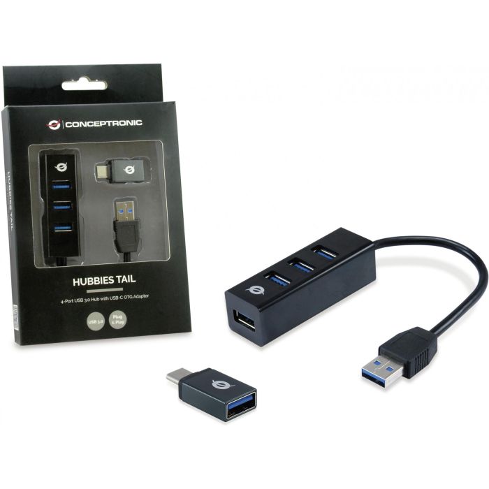 Conceptronic Hubbies04B Hub USB 3.0 de 4 Puertos para PC y Portátil 1