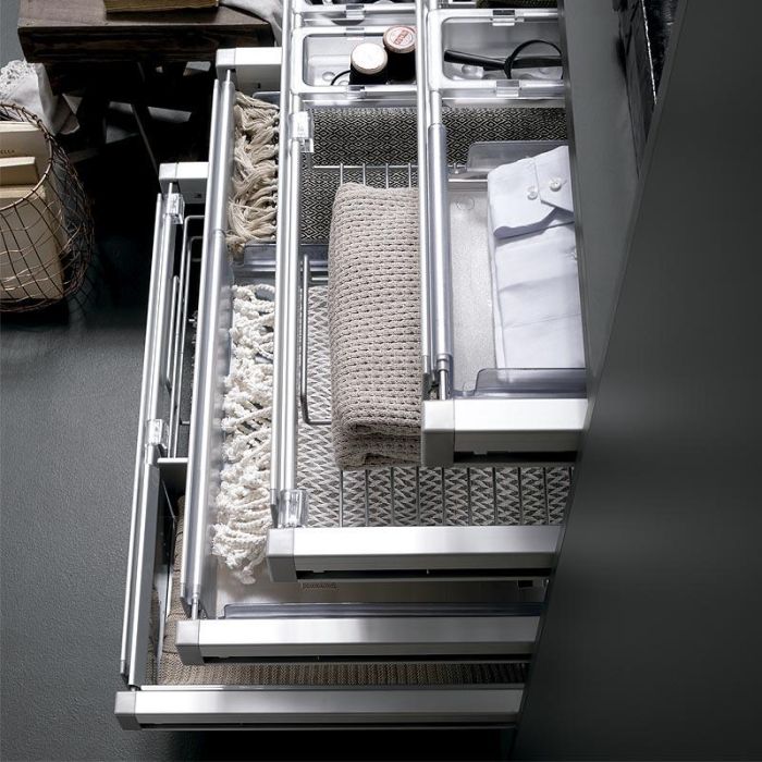 VIBO Marco Extraíble Extensible Elite, Guías Ocultas Quadro, Extracción Total y Cierre Amortiguado. Bastidor Aluminio Ancho 970-1100mm Plata Satinada. 2