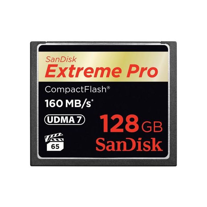 SanDisk Tarjeta de Memoria CompactFlash Extreme Pro 128GB, 160MB/s Lectura, 150MB/s Escritura, para Cámaras Reflex y Video 4K