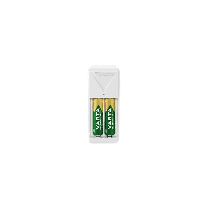Varta Cargador de Pilas 2 AA/AAA Mini con 2xAAA 800 mAh, Carga Lenta y Seguridad Integral, Blanco 0 Varta Cargador de Pilas 2 AA/AAA Mini con 2xAAA 800 mAh, Carga Lenta y Seguridad Integral, Blanco 0