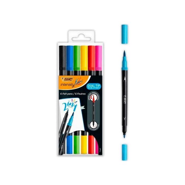 Bic Rotuladores Intensity Tip Felt Pens Punta Fina-Pincel Colores Surtidos Vivos Blíster 6 Ud Bic Rotuladores Intensity Tip Felt Pens Punta Fina-Pincel Colores Surtidos Vivos Blíster 6 Ud