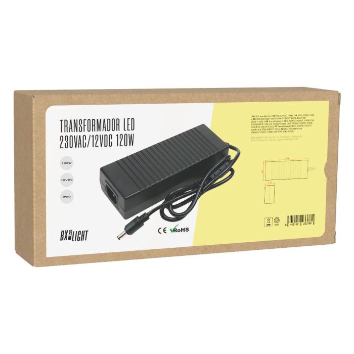 BX3 LIGHT Transformador LED 230VAC/12VDC 120W 10A IP20 Voltaje Constante para Tiras LED BX3-P-120 BX3 LIGHT Transformador LED 230VAC/12VDC 120W 10A IP20 Voltaje Constante para Tiras LED BX3-P-120