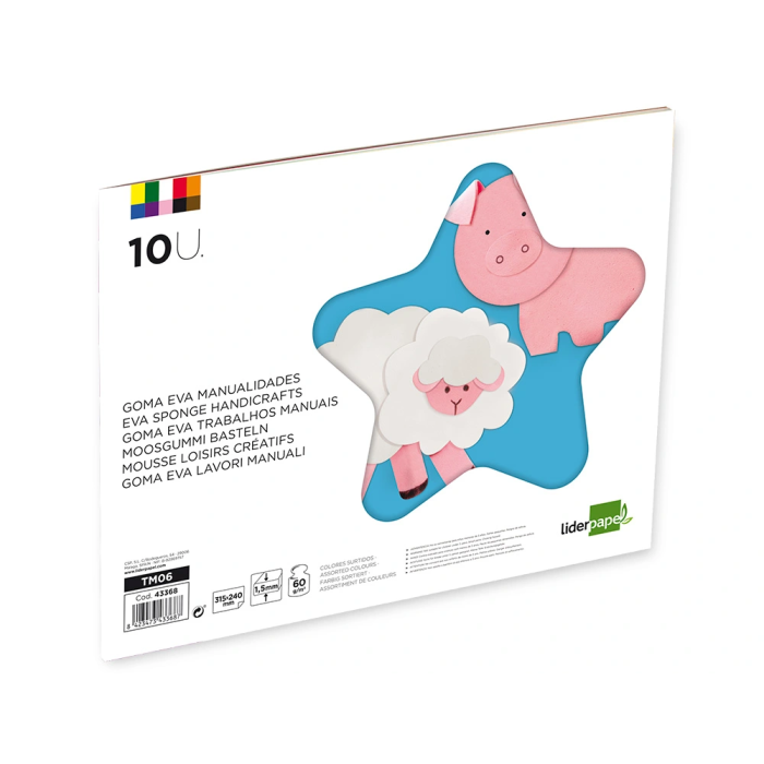 Liderpapel Bloc trabajos manuales goma eva 240x315mm 10 hojas colores surtidos 3