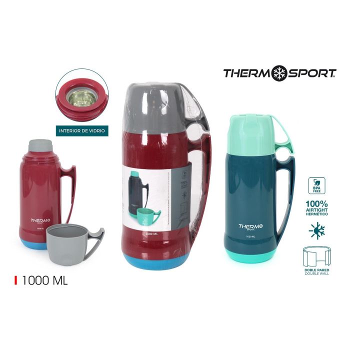 Termo plástico con taza 1L - Thermosport (12 Unidades) Termo plástico con taza 1L - Thermosport (12 Unidades)