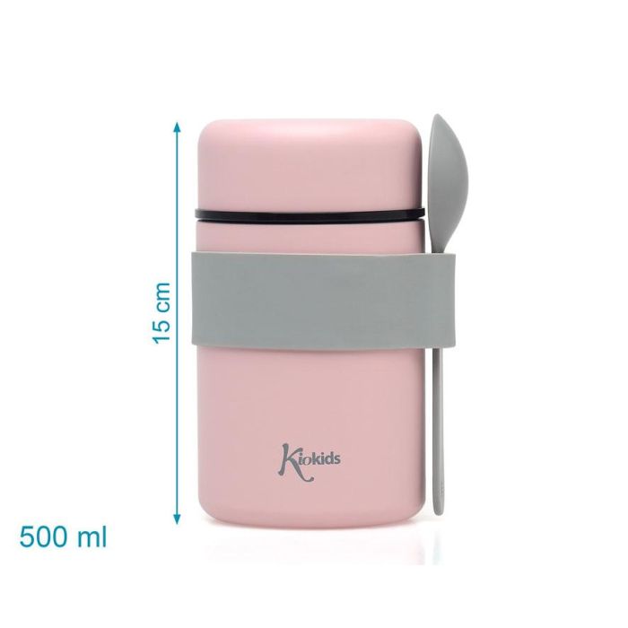 Termo Papillero De Acero Inoxidable 500 mL Con Cuchara Rosa 4 Termo Papillero De Acero Inoxidable 500 mL Con Cuchara Rosa 4