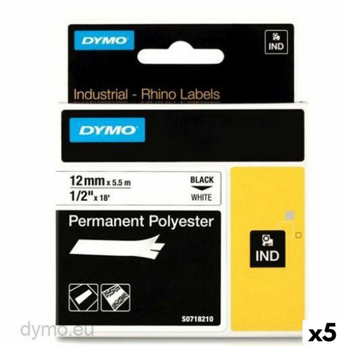 Cinta Laminada para Rotuladoras Rhino Dymo ID1-12 12 x 5,5 mm Negro Blanco Autoadhesivas (5 Unidades) Cinta Laminada para Rotuladoras Rhino Dymo ID1-12 12 x 5,5 mm Negro Blanco Autoadhesivas (5 Unidades)