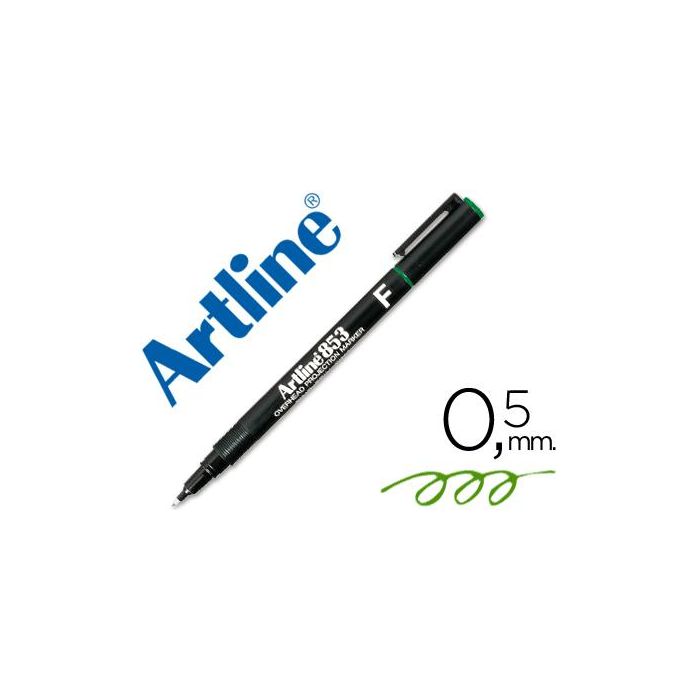 Rotulador Artline Retroproyeccion Punta Fibra Permanente Ek-853 Verde -Punta Redonda 0.5 mm 12 unidades