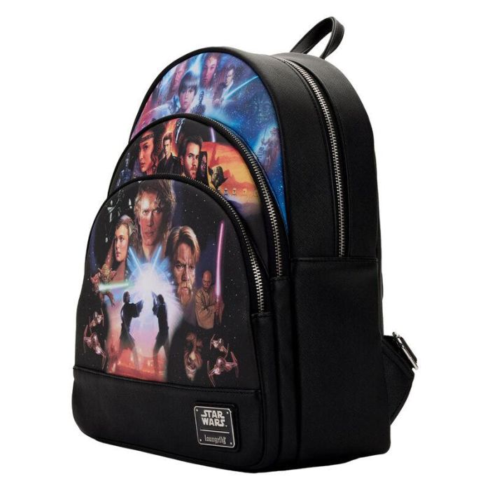 Loungefly Mini Mochila Star Wars Trilogía - Cuero PU, Licencia Oficial 1 Loungefly Mini Mochila Star Wars Trilogía - Cuero PU, Licencia Oficial 1