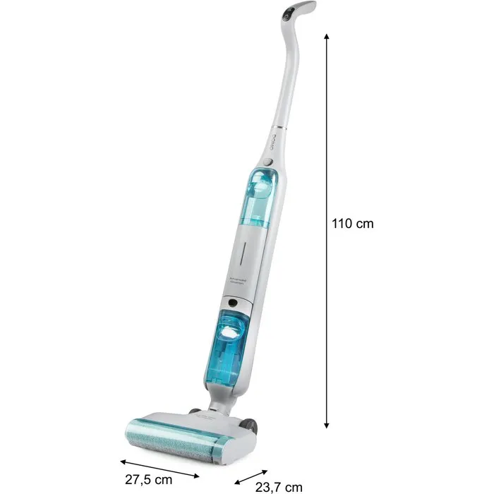 DOMO DO253SW Aspiradora y Fregona Inalámbrica - 10000 Pa, 35 Min Autonomía, Superficie hasta 75 m2, Depósito de 450 ml, Color Blanco y Azul