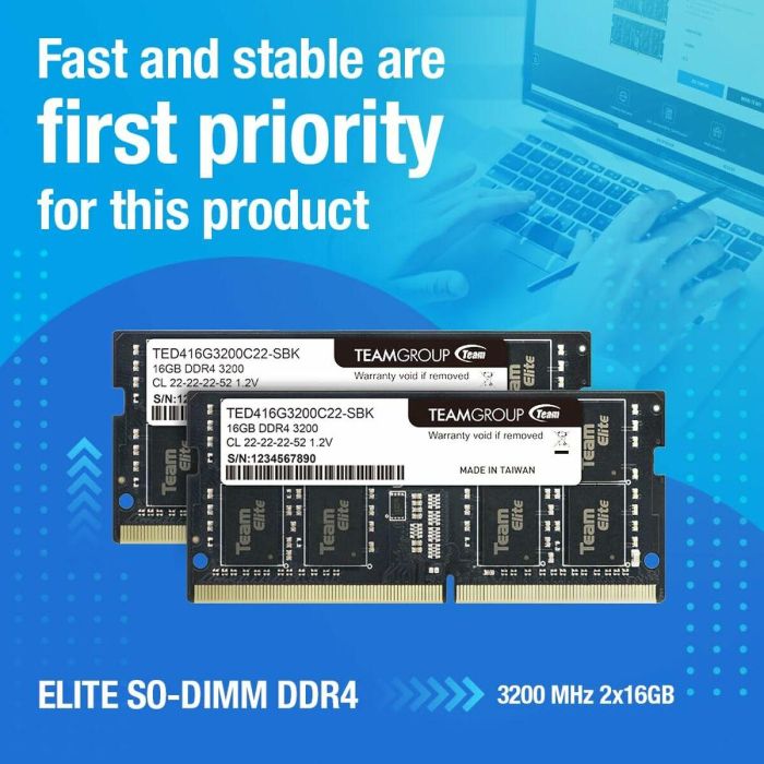 Team Group ELITE TED48G3200C22-S01 módulo de memoria 8 GB 1 x 8 GB DDR4 3200 MHz 6 Team Group ELITE TED48G3200C22-S01 módulo de memoria 8 GB 1 x 8 GB DDR4 3200 MHz 6