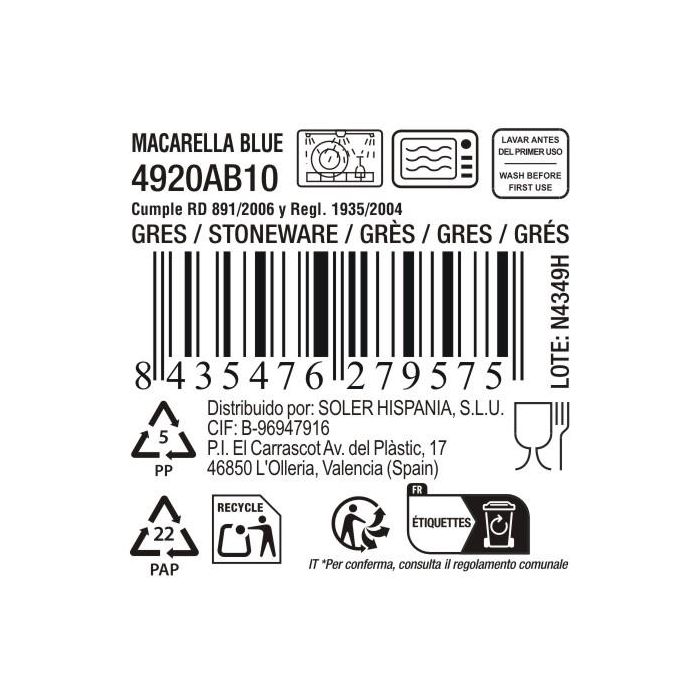 La Mediterranea Bol Macarella Blue 1300 ml Ø 18 x 9.5 cm 3