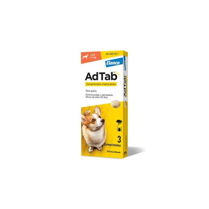 Elanco Adtab 225 mg 3 Comp Masticable 5,5-11 kg Perro