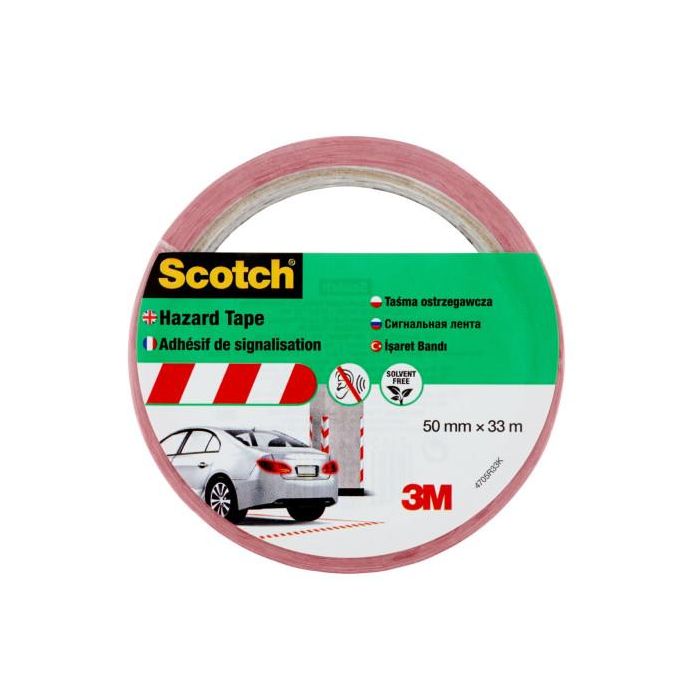 Rollo Cinta Adhesiva de Señalización 4705 Blanca y Roja 50Mm X 33M Scotch 7100181226